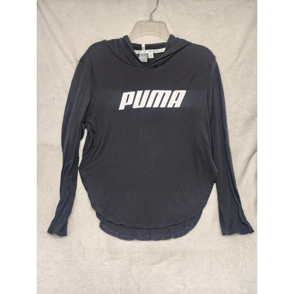 Puma T-shirt Hoodie Black Long Sleeve Lightweight Women Size M